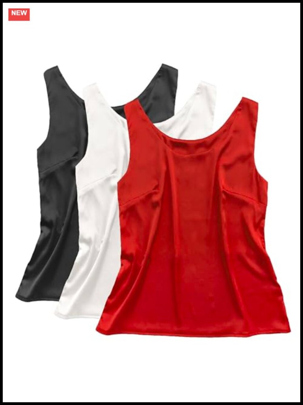 Silk Satin Tank Top Sleeveless Round Neck Blouse Camisole